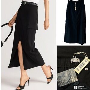 NWT Max Studio linen blend cargo maxi skirt
